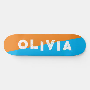 sinaasappel en blauw skateboard retro split