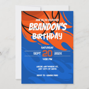 Sinaasappel en blauw speels Basketbal vuur verjaar Kaart