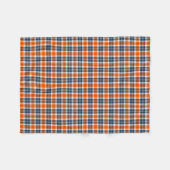 Sinaasappel en Blauw Sportief geruite Patroon Fleece Deken (Voorkant (Horizontaal))