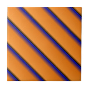 Sinaasappel en blauw Stripe keramische tegels Tegeltje