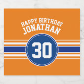 Sinaasappel en Blauw Verjaardagssporten Thema Bier Etiket (Enkel label)