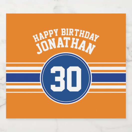 Sinaasappel en Blauw Verjaardagssporten Thema Bier Etiket (Enkel label)