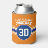 Sinaasappel en Blauw Verjaardagssporten Thema Blikjeskoeler (Blikje Voorkant)