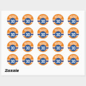 Sinaasappel en Blauw Verjaardagssporten Thema Ronde Sticker (Vel)