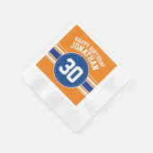 Sinaasappel en Blauw Verjaardagssporten Thema Servet (Hoek)