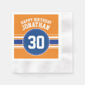 Sinaasappel en Blauw Verjaardagssporten Thema Servet (Voorkant)