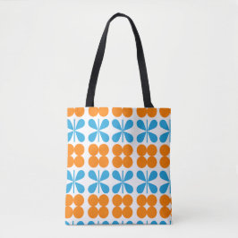 Sinaasappel en Blauw Vlinderpatroon Tote Bag