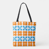 Sinaasappel en Blauw Vlinderpatroon Tote Bag (Achterkant)