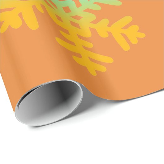 Sinaasappel en Blauw wintersneeuwvlokken inpakpapi Cadeaupapier (Rol Hoek)