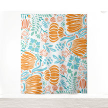 Sinaasappel en Blauwe Boho Floral