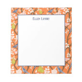 Sinaasappel en Blauwe Chinoiserie Vogels Notitieblok (Voorkant)