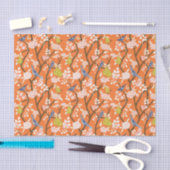 Sinaasappel en Blauwe Chinoiserie Vogels Tissuepapier (Craft)