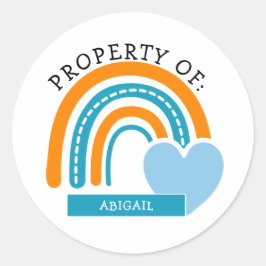 Sinaasappel en Blauwe Regenboog Welkom Terug naar  Ronde Sticker