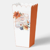 Sinaasappel en blauwe waterverf herfst florale bru bedankdoosjes (Voorkant)