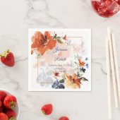 Sinaasappel en blauwe waterverf herfst florale bru servet (Insitu)