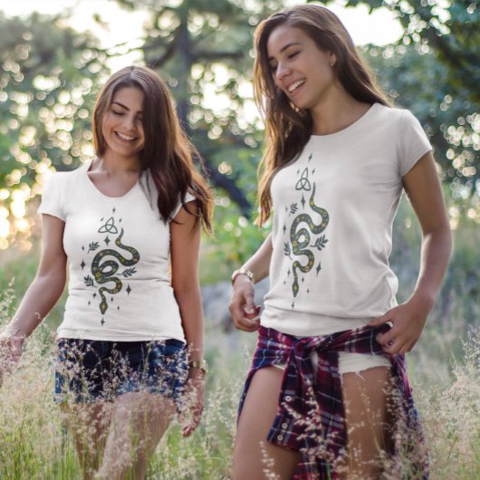 Sinaasappel en Blauwgrijs Halloween Snake Design Tri-Blend Shirt