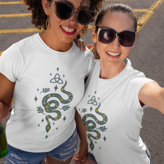 Sinaasappel en Blauwgrijs Halloween Snake Design Tri-Blend Shirt