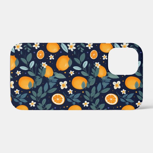 Sinaasappel en Bloemen Delight Pattern Case-Mate iPhone Case (Achterkant (horizontaal))