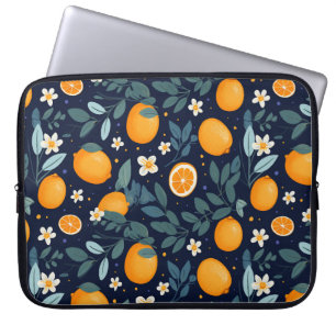 Sinaasappel en Bloemen Delight Pattern Laptop Sleeve