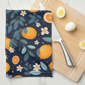 Sinaasappel en Bloemen Delight Pattern Theedoek (Quarter Fold)