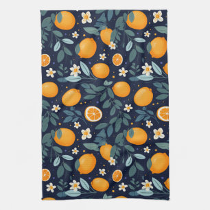 Sinaasappel en Bloemen Delight Pattern Theedoek