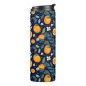 Sinaasappel en Bloemen Delight Pattern Thermosbeker (Gedraaid links)