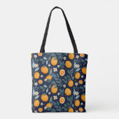 Sinaasappel en Bloemen Delight Pattern Tote Bag (Achterkant)