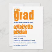 Sinaasappel en Blue Grunge Typography Graduation P Kaart (Voorkant)