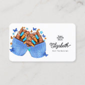 Sinaasappel en Blue Nail Salon Branding Ontwerp Visitekaartje (Voorkant)