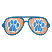 Sinaasappel en Blue Paw Print Shades Aviator Zonnebril (Voorkant)