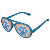 Sinaasappel en Blue Paw Print Shades Aviator Zonnebril (Gekanteld)