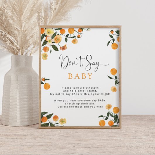 Sinaasappel en botanische Don's Say Baby Game Post Poster