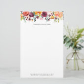 Sinaasappel en Bourgogne Floral Garland Autumn Flo Briefpapier (Staand voorkant)