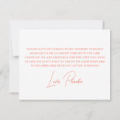 Sinaasappel en Bright Pink Floral Vrijgezellenfees Bedankkaart (Achterkant)