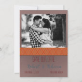 Sinaasappel en Bruin Bewaar de Datum Save The Date (Voorkant)