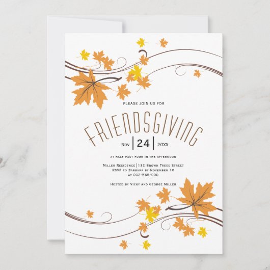 Sinaasappel en bruin esdoorn bladeren herfst Frien Kaart (Voorkant)