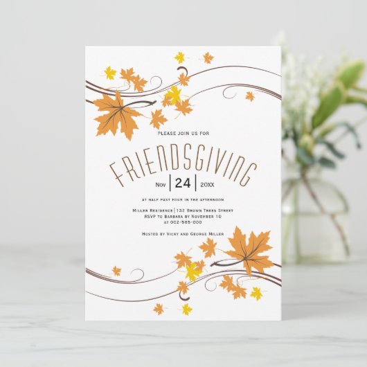 Sinaasappel en bruin esdoorn bladeren herfst Frien Kaart (Staand voorkant)