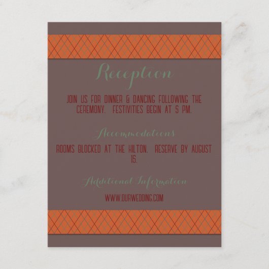 Sinaasappel en Bruin Herfst Bruiloft Informatiekaartje (Voorkant)