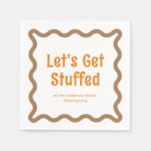 Sinaasappel en Bruin Laten we knuffelen Wavy Squar Servet (Voorkant)