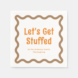 Sinaasappel en Bruin Laten we knuffelen Wavy Squar Servet