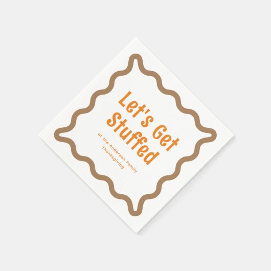 Sinaasappel en Bruin Laten we knuffelen Wavy Squar Servet (Hoek)