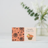 Sinaasappel en bruine fruitcupcake visitekaartje (Staand voorkant)
