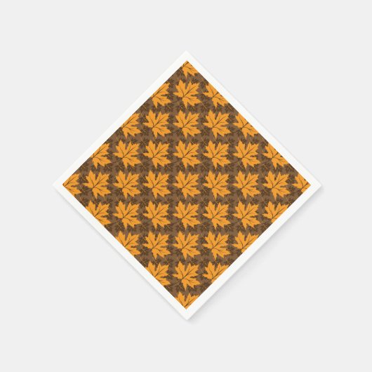 Sinaasappel en bruine herfst, roosterbladeren servetten (Hoek)