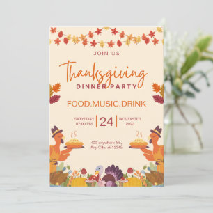 Sinaasappel en Cream Minimalistische Thanksgiving Kaart