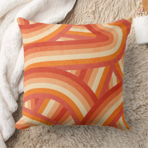Sinaasappel en Cream Retro Rainbow Stripes Pattern Kussen