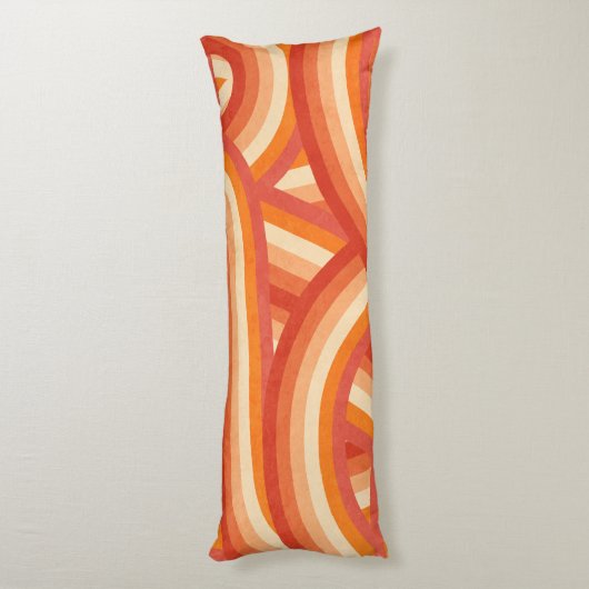 Sinaasappel en Cream Retro Rainbow Stripes Pattern Lichaamskussen (Achterkant (Verticaal))