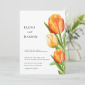 Sinaasappel en Cream Tulip Wedding Kaart (Staand voorkant)
