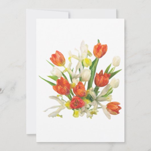 Sinaasappel en Cream Tulip Wedding Kaart (Achterkant)