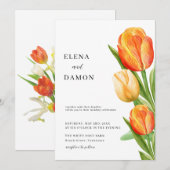 Sinaasappel en Cream Tulip Wedding Kaart (Voorkant / Achterkant)