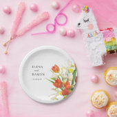 Sinaasappel en Cream Tulip Wedding Papieren Bordje (Feest)